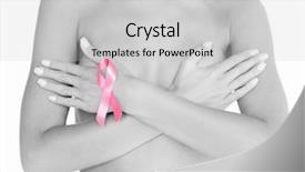  Presentation with breast cancer awareness - Amazing slide set having woman with breast cancer awareness backdrop and a light gray colored foreground