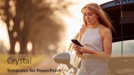  Presentation with country - PPT theme enhanced with woman-with-broken-down-car background and a coral colored foreground