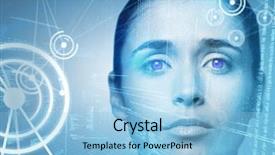  Presentation with coding binary code blue polygonal - Amazing slides having woman with brown eye backdrop and a light blue colored foreground