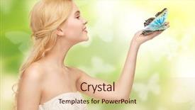  Presentation with butterfly - Amazing slide deck having woman with butterfly in hand backdrop and a lemonade colored foreground