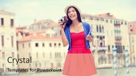  Presentation with asian map - Amazing slides having woman with camera and map backdrop and a lemonade colored foreground