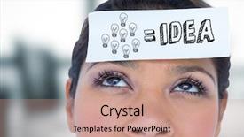  Presentation with head - PPT theme consisting of woman with card on head background and a coral colored foreground