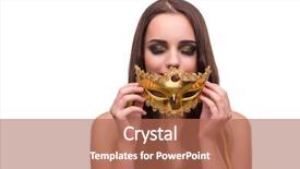  Presentation with hero mask woman - Beautiful presentation theme featuring woman with carnival mask isolated backdrop and a coral colored foreground