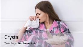  Presentation with allergy - Presentation theme featuring woman with cat in bed background and a lemonade colored foreground