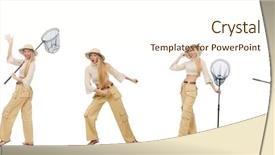  Presentation with net - Beautiful theme featuring woman with catching net backdrop and a cream colored foreground