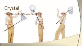  Presentation with net - Audience pleasing theme consisting of woman with catching net backdrop and a cream colored foreground