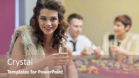  Presentation with roulette - Colorful slide deck enhanced with woman with champagne smiling at roulette table backdrop and a coral colored foreground