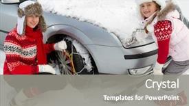  Presentation with woman child - Audience pleasing theme consisting of woman with child putting snow backdrop and a gray colored foreground