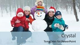  Presentation with young children - Audience pleasing slide deck consisting of woman with children and snowman backdrop and a  colored foreground
