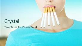  Presentation with cigarettes - Theme having woman with cigarettes in mouth background and a  colored foreground