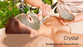  Presentation with facial - Slide set with woman with clay facial mask background and a coral colored foreground