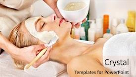  Presentation with clay - Theme with woman with clay facial mask background and a coral colored foreground