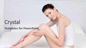  Presentation with pregnant woman cleaning - Slides with woman with clean fresh skin background and a sky blue colored foreground