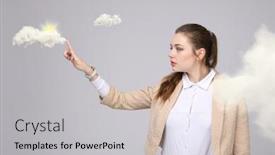  Presentation with cloud - Slide deck with woman-with-cloud-and-sun background and a light gray colored foreground