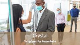  Presentation with front office - Cool new presentation with woman-with-contactless-fever-measuring backdrop and a coral colored foreground