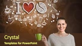  Presentation with love coffee cappuccino coffee - Presentation theme consisting of woman with cup and illustrated background and a tawny brown colored foreground