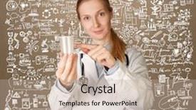  Presentation with urine - Presentation theme featuring woman with cup for analysis background and a mint green colored foreground