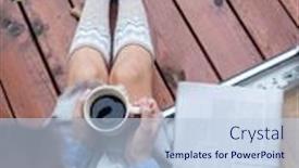  Presentation with cup coffee - Cool new PPT layouts with woman-with-cup-of-coffee backdrop and a lemonade colored foreground