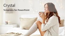  Presentation with christmas borders winter - Beautiful slides featuring woman with cup of coffee backdrop and a sky blue colored foreground