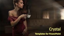  Presentation with sexy - PPT layouts consisting of woman with cup of coffee background and a  colored foreground