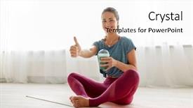  Presentation with healthy lifestyle - Amazing slides having woman with cup of green backdrop and a white colored foreground