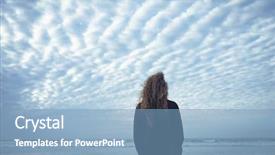  Presentation with curly hair - Audience pleasing slide set consisting of woman with curly hair standing backdrop and a teal colored foreground