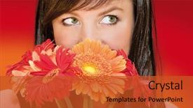  Presentation with real woman hair texture human - Slide deck having woman with dark hair hiding background and a red colored foreground