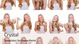  Presentation with facial - Cool new presentation theme with woman with different facial expressions backdrop and a lemonade colored foreground