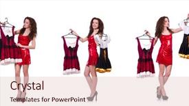  Presentation with choice - PPT layouts having woman with difficult choice background and a  colored foreground