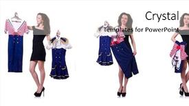  Presentation with choice - Theme having woman with difficult choice background and a cream colored foreground