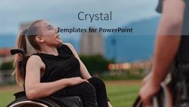  Presentation with disability - Slide set enhanced with woman-with-disability background and a light blue colored foreground