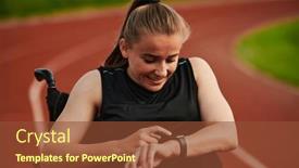  Presentation with disability - PPT theme enhanced with woman-with-disability background and a  colored foreground