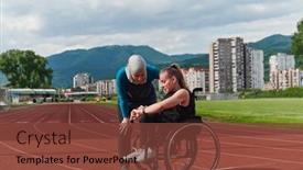  Presentation with disability - Theme with woman-with-disability background and a tawny brown colored foreground