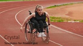  Presentation with driving - Slide deck featuring woman-with-disablity-driving background and a tawny brown colored foreground