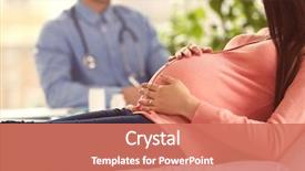  Presentation with pregnant woman doctor - PPT layouts consisting of woman with doctor at hospital background and a coral colored foreground