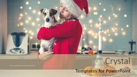  Presentation with dog christmas - Amazing presentation having woman-with-dog-at-christmas backdrop and a coral colored foreground