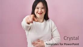  Presentation with down syndrome - Slide deck featuring woman-with-down-syndrome-standing background and a  colored foreground
