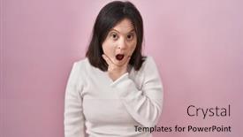  Presentation with hands down - Presentation theme enhanced with woman-with-down-syndrome-standing background and a soft green colored foreground