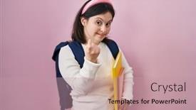  Presentation with dental down syndrome - Slide deck having woman-with-down-syndrome-wearing background and a coral colored foreground