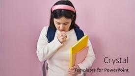  Presentation with student health - Slide set featuring woman-with-down-syndrome-wearing background and a coral colored foreground