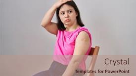  Presentation with aid - PPT theme featuring woman-with-down-syndrome-wearing background and a coral colored foreground