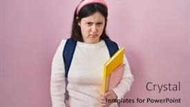  Presentation with down syndrome - Theme having woman-with-down-syndrome-wearing background and a  colored foreground