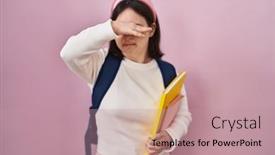  Presentation with down syndrome - Slide set enhanced with woman-with-down-syndrome-wearing background and a  colored foreground