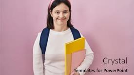  Presentation with down syndrome - Slides consisting of woman-with-down-syndrome-wearing background and a  colored foreground