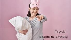  Presentation with hope - Presentation design having woman-with-down-syndrome-wearing background and a soft green colored foreground