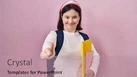  Presentation with winner - Slides consisting of woman-with-down-syndrome-wearing background and a coral colored foreground