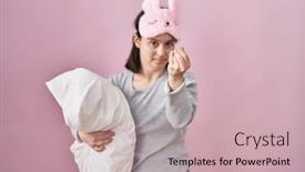  Presentation with sleeping - PPT layouts consisting of woman-with-down-syndrome-wearing background and a soft green colored foreground