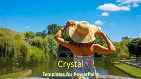  Presentation with rural - PPT theme having woman-with-dress-and-hat background and a tawny brown colored foreground