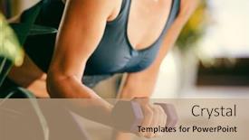  Presentation with exercise - Slide set having woman-with-dumbbell-doing-exercise background and a coral colored foreground