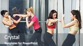  Presentation with physical fitness - Slides featuring woman with dumbbells in gym background and a  colored foreground